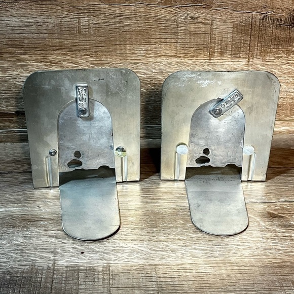 Metzke Pewter Nautical Sand Dollar Beach Design Bookends Maker Mark Vintage 1980 - Picture 16 of 16